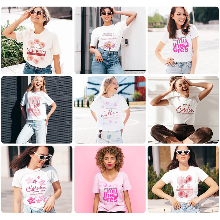 20 Artes para Caneca e Camisa Dia das Mulheres Arquivo Editável 1