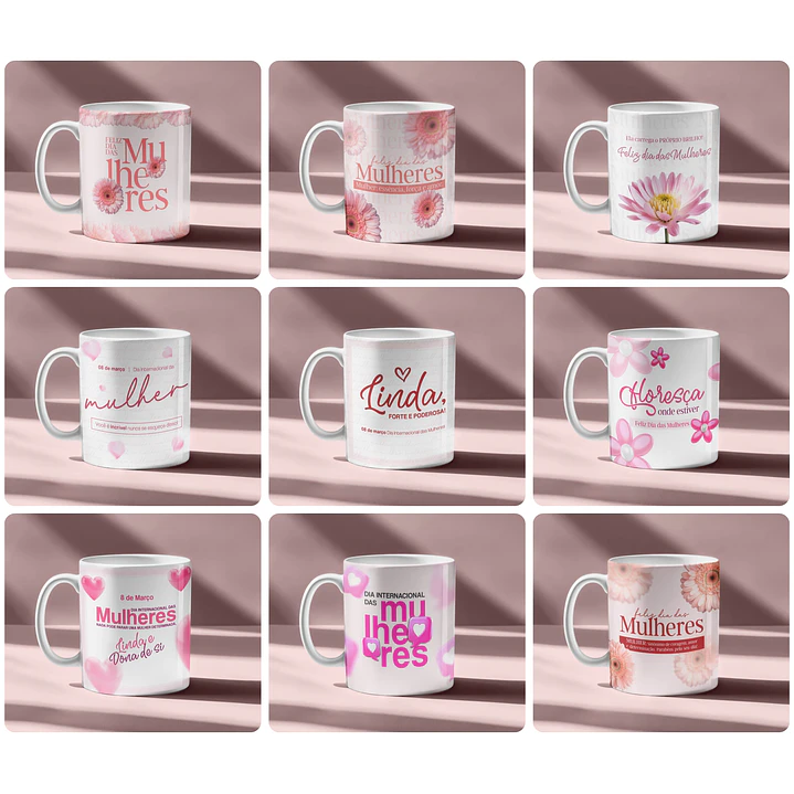 20 Artes para Caneca e Camisa Dia das Mulheres Arquivo Editável 2