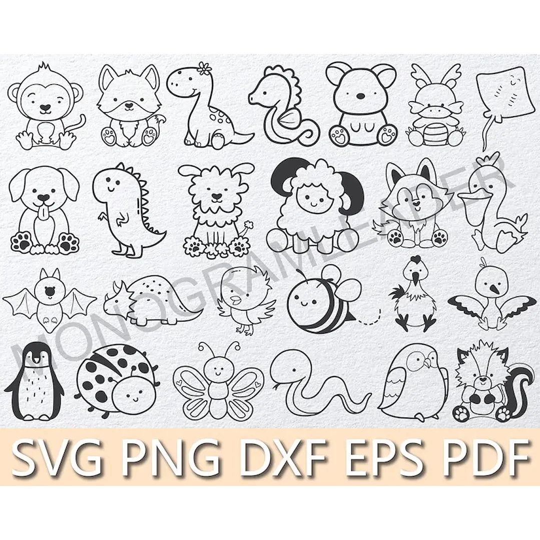 Kit Digital Contorno Animais Png 2