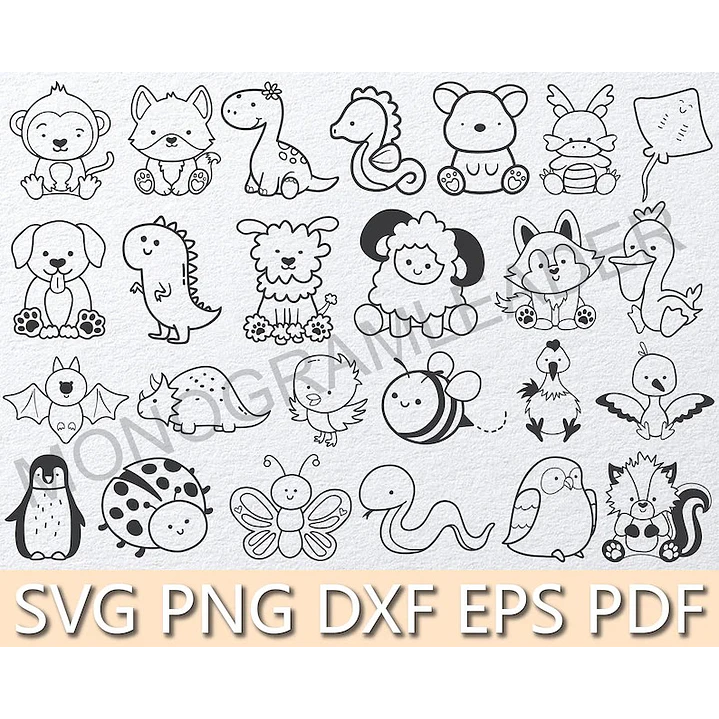 Kit Digital Contorno Animais Png 2