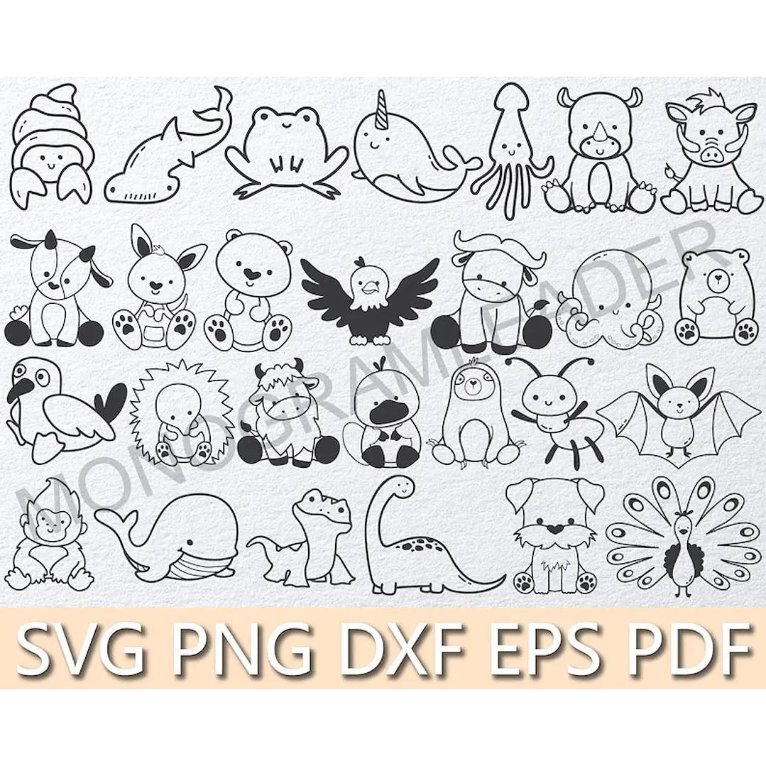 Kit Digital Contorno Animais Png 3