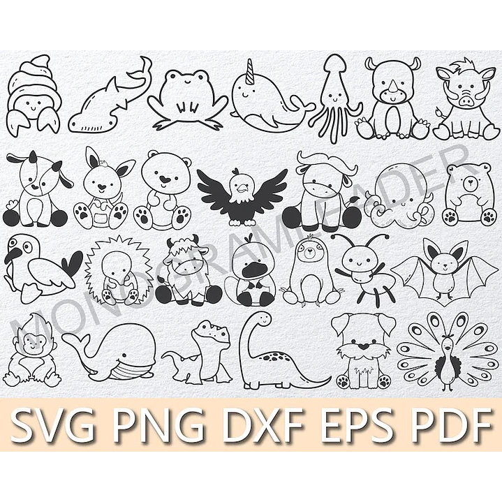 Kit Digital Contorno Animais Png 3