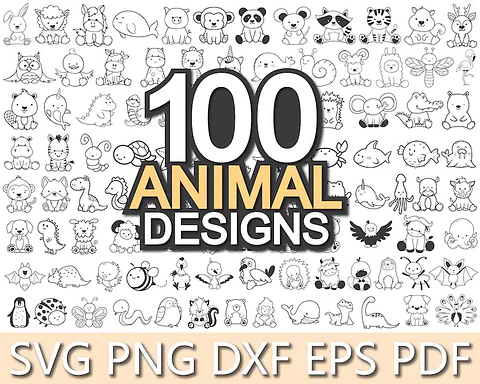 Kit Digital Contorno Animais Png