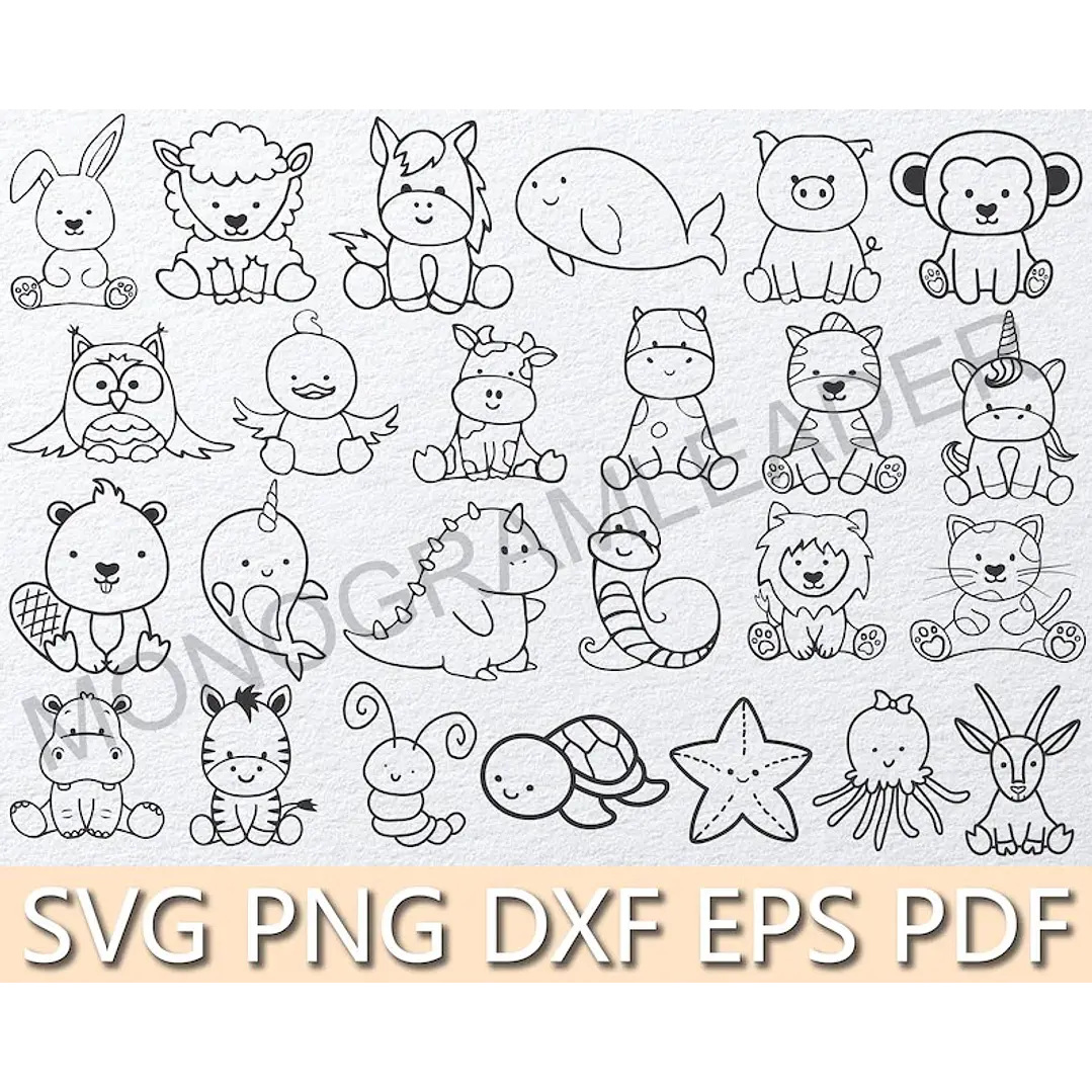 Kit Digital Contorno Animais Png 4
