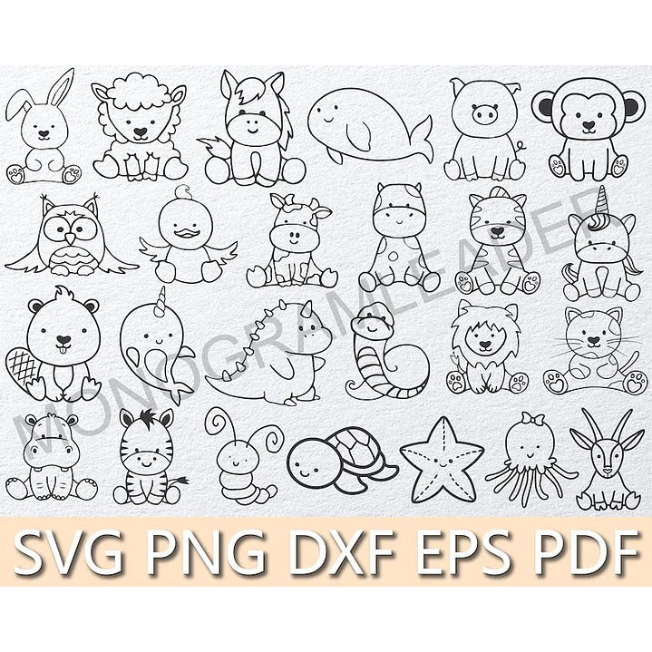 Kit Digital Contorno Animais Png 4
