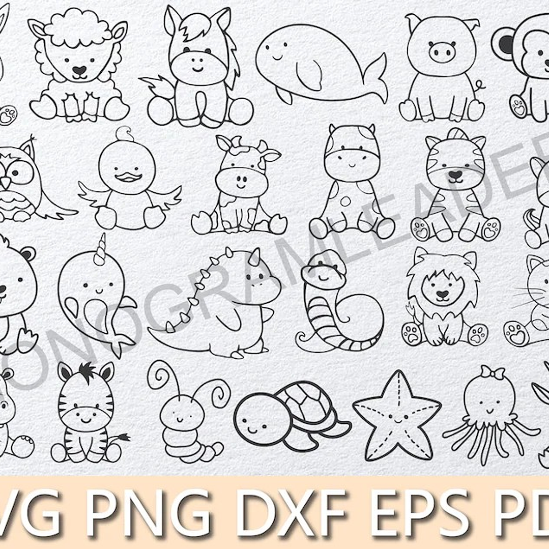 Kit Digital Contorno Animais Png 4