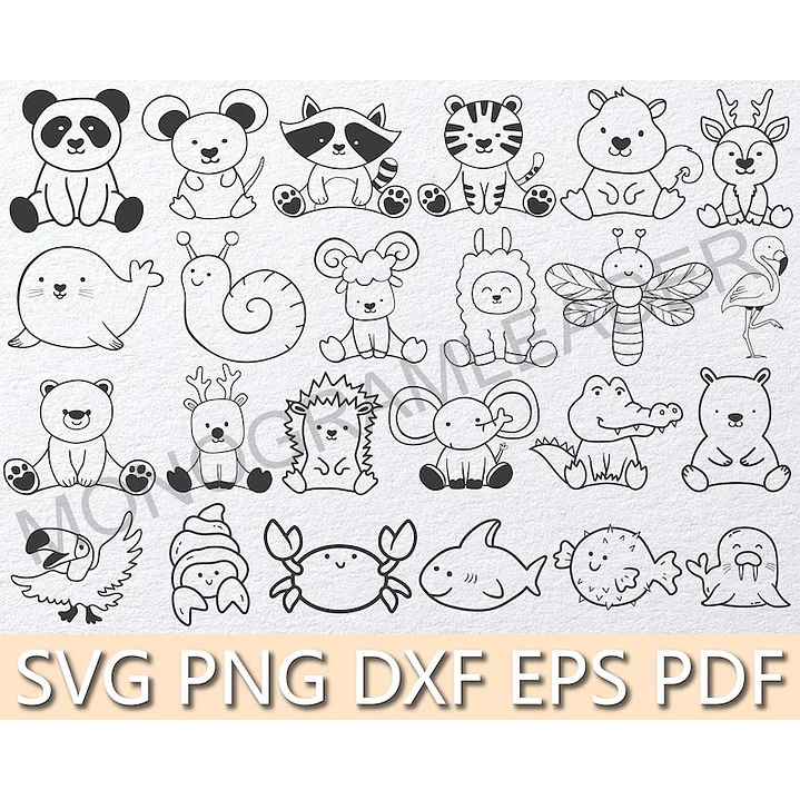 Kit Digital Contorno Animais Png 5