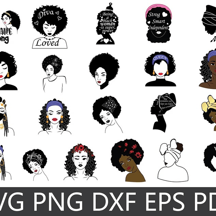Kit Digital Mulher Afro Black Png  2