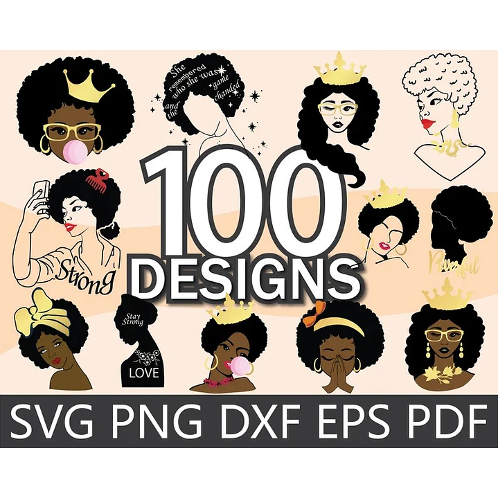 Kit Digital Mulher Afro Black Png  1