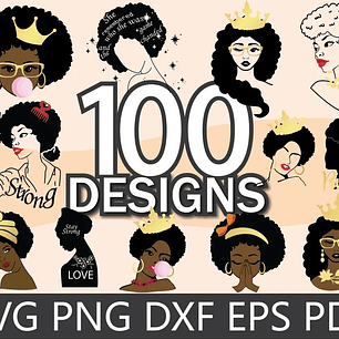 Kit Digital Mulher Afro Black Png 