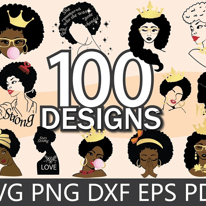 Kit Digital Mulher Afro Black Png  1