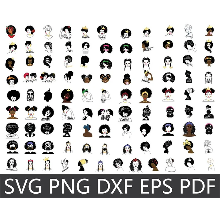 Kit Digital Mulher Afro Black Png  3