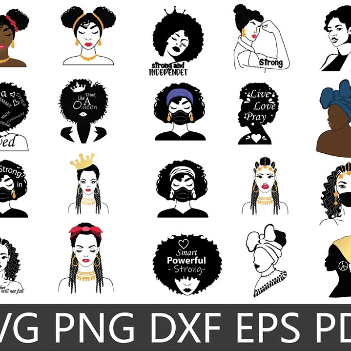 Kit Digital Mulher Afro Black Png  6