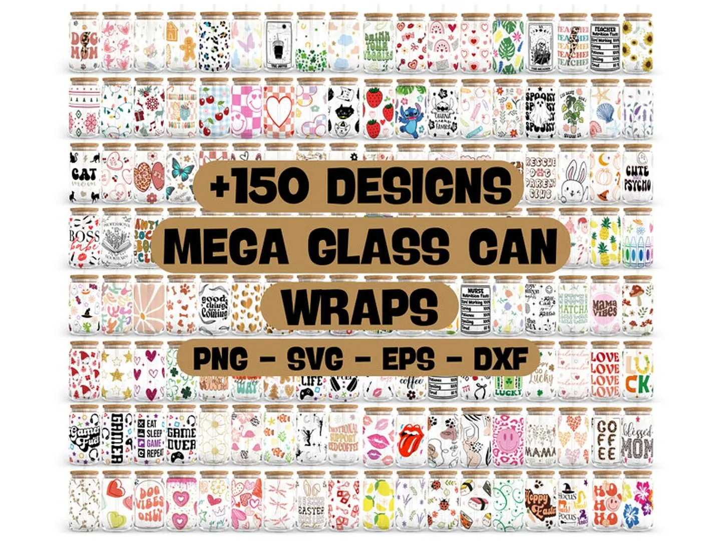 150 Artes para Copo Tampa de Bambu Café Gelado Copo de Vidro Coffe Glass Arquivo em Png  1