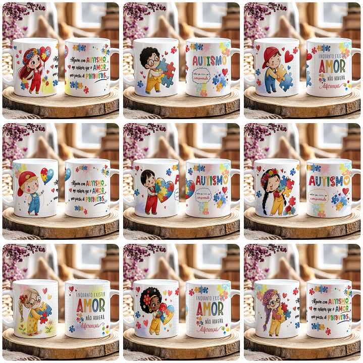 20 Artes para Caneca e Camisa Autismo As peças se encaixam Arquivo Editável  1