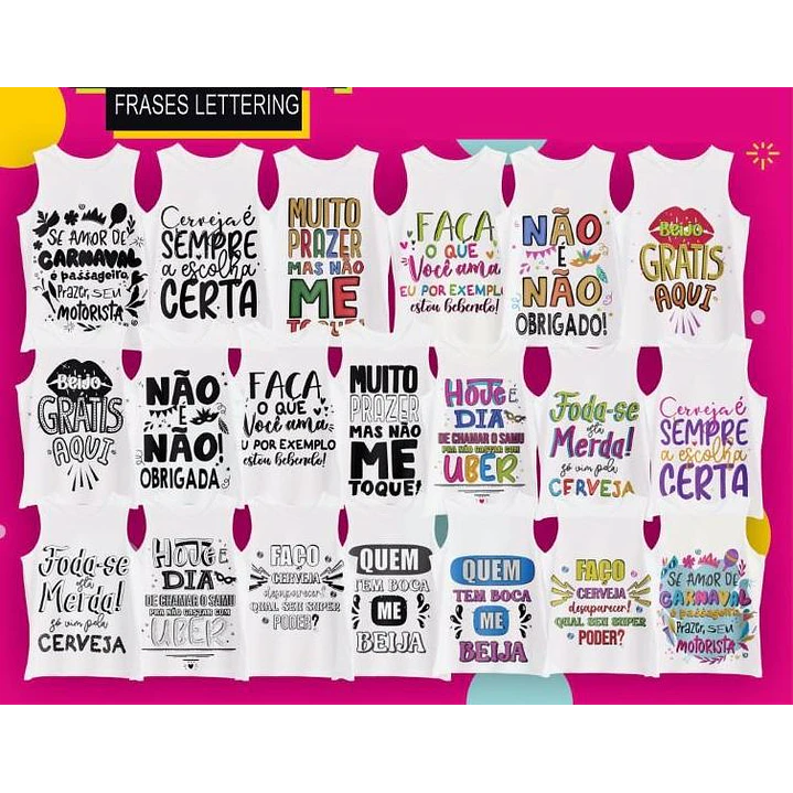 22 Artes para Copo e Camisa Frases Carnaval Arquivo Editável  1