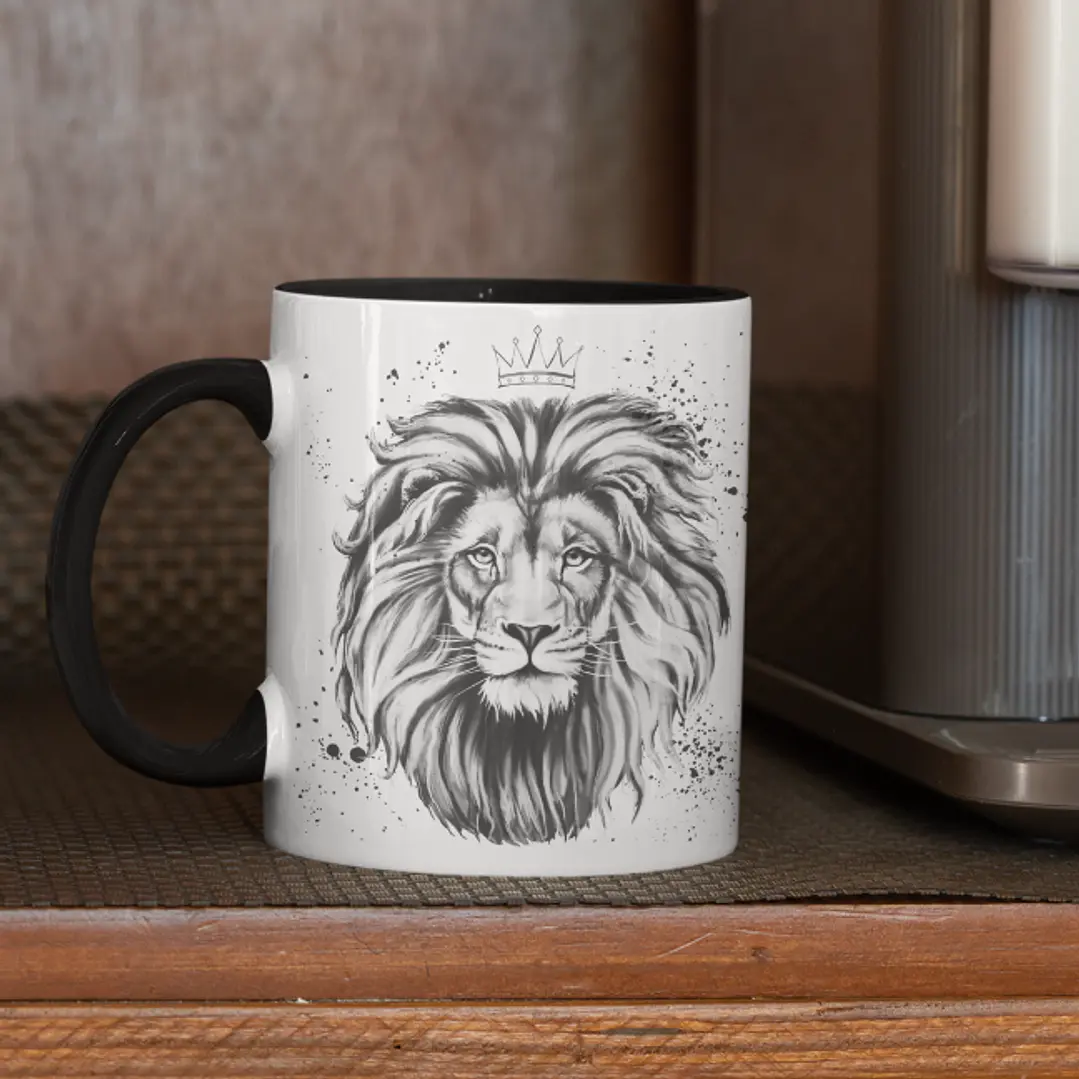Arte para Caneca Leão de Judá Seja forte e Corajosa Arquivo em Jpg 1