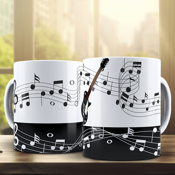 Arte para Caneca Notas Musicais Arquivo em Jpg  1
