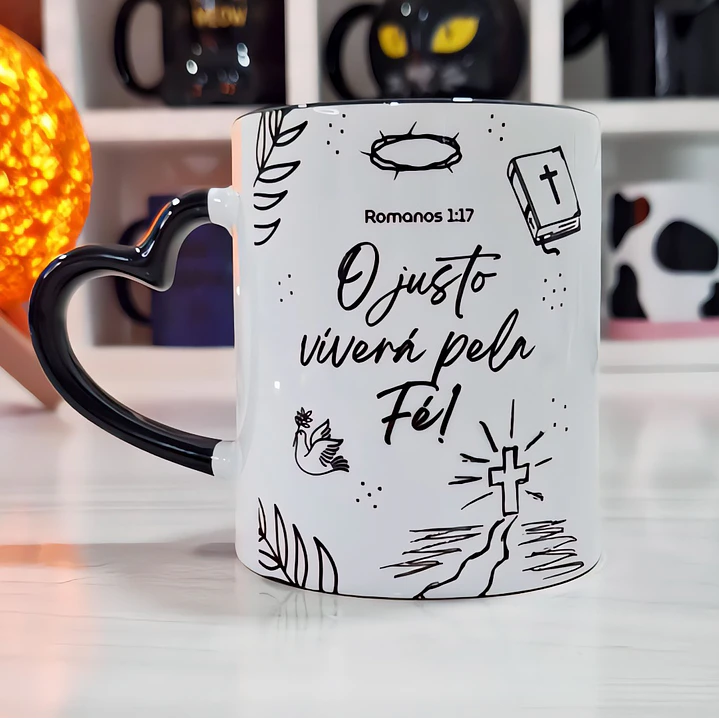 Arte para Caneca O justo viverá pela fé! Romanos 1:17 Arquivo em Jpg 1