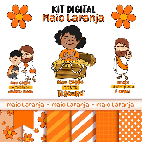 Kit Digital Maio Laranja Png 