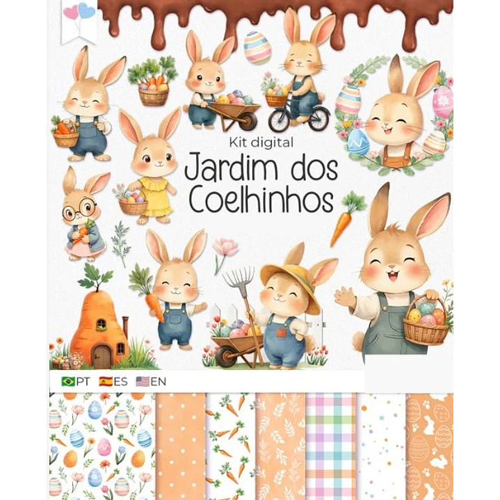 Kit Digital Jardim Coelhinhos Png  1