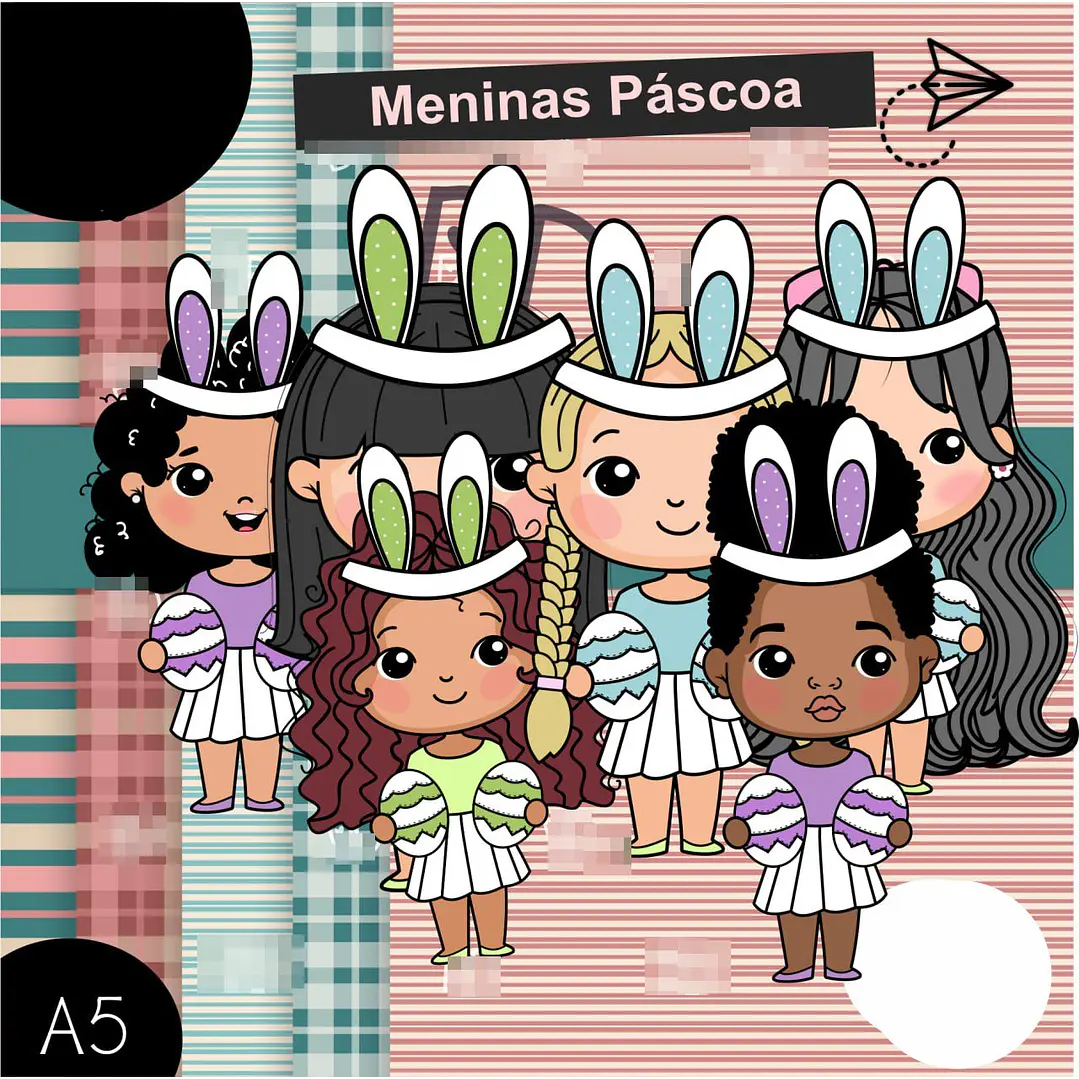 Kit Digital Menino e Menina Mascote Páscoa Png 1