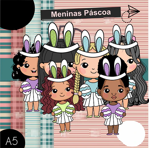 Kit Digital Menino e Menina Mascote Páscoa Png