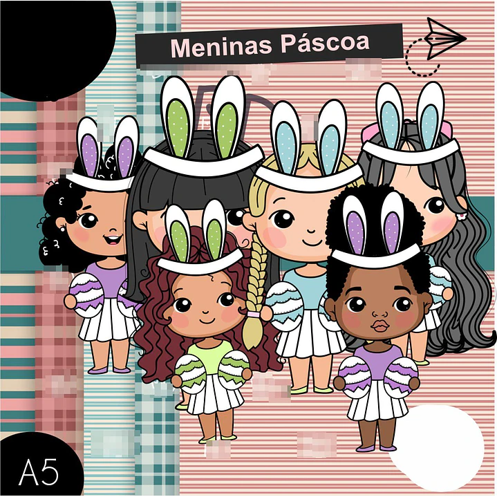 Kit Digital Menino e Menina Mascote Páscoa Png 1