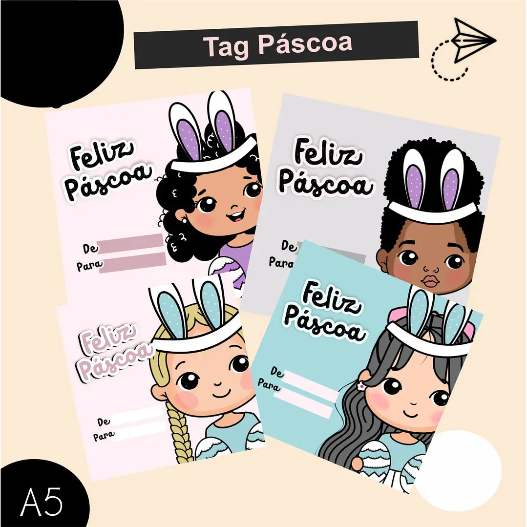 Kit Digital Menino e Menina Mascote Páscoa Png 2