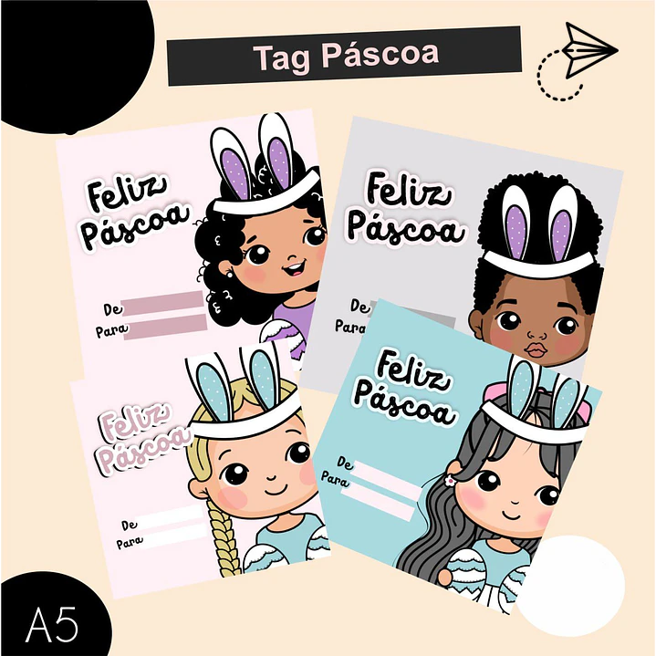 Kit Digital Menino e Menina Mascote Páscoa Png 2