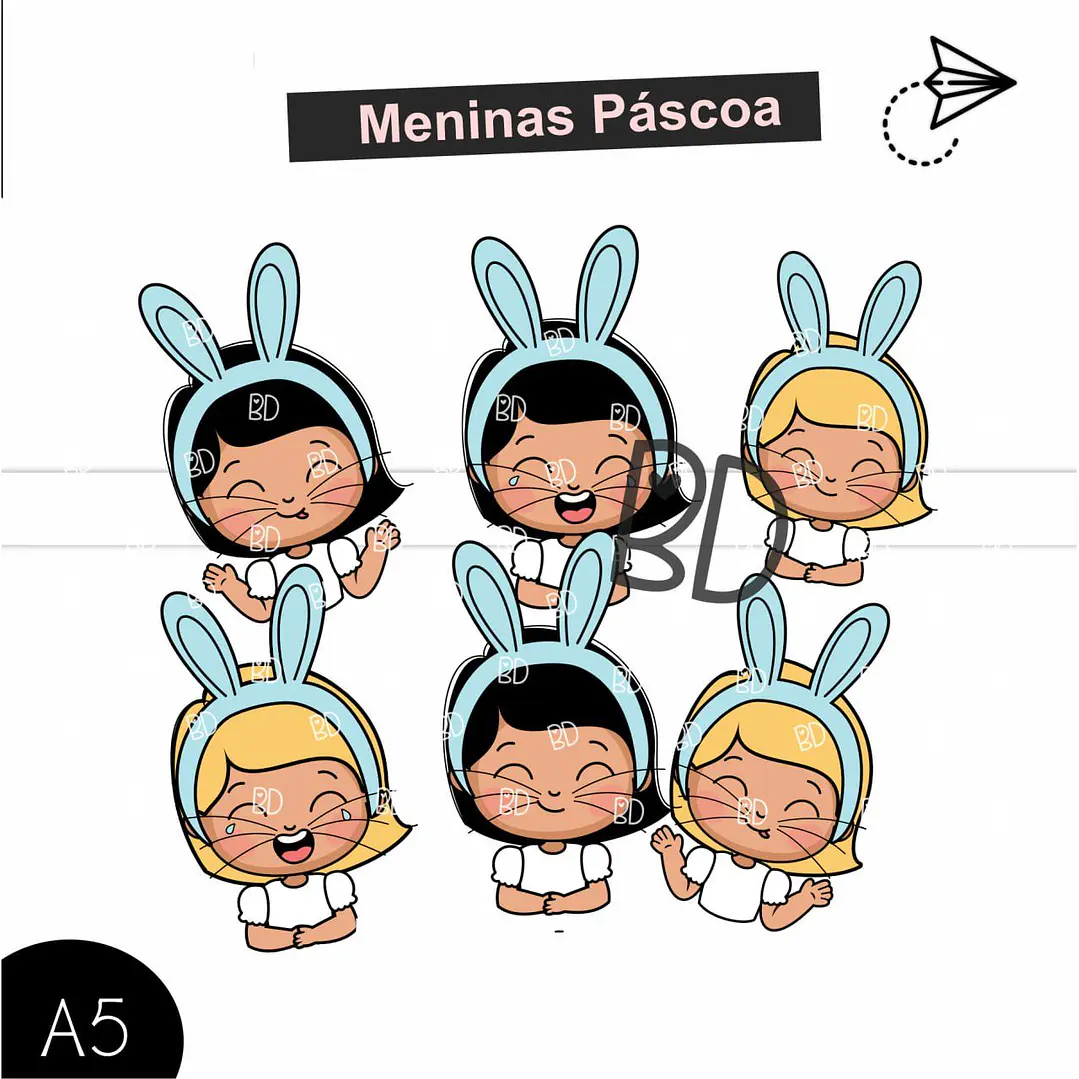 Kit Digital Menino e Menina Mascote Páscoa Png 3
