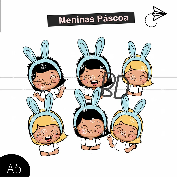 Kit Digital Menino e Menina Mascote Páscoa Png 3
