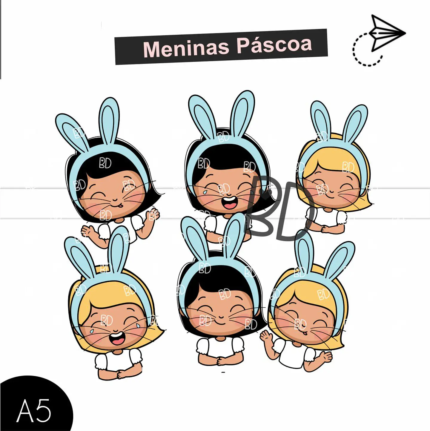 Kit Digital Menino e Menina Mascote Páscoa Png 3