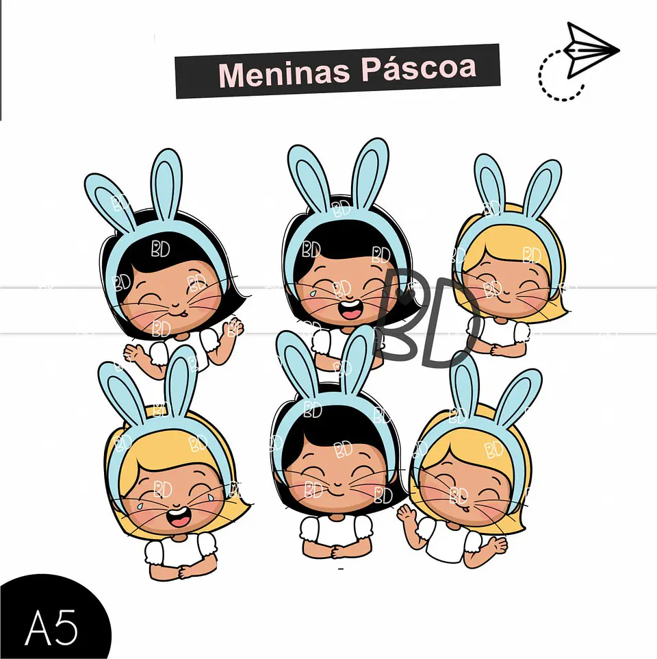 Kit Digital Menino e Menina Mascote Páscoa Png 3