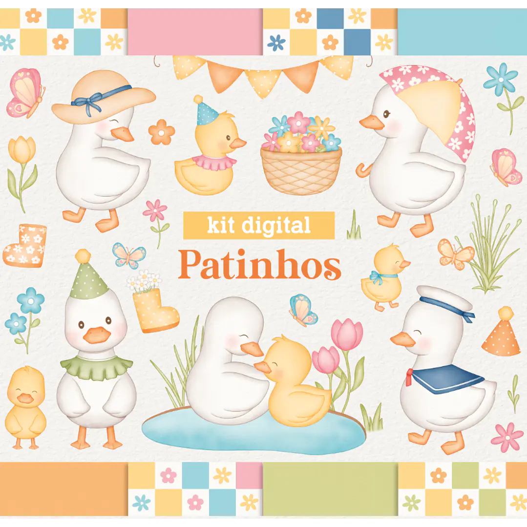 Kit Digital Patinhos em Aquarela Png 1