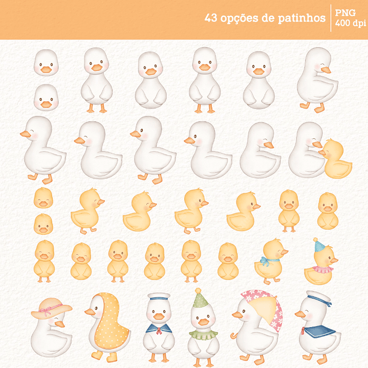 Kit Digital Patinhos em Aquarela Png 4