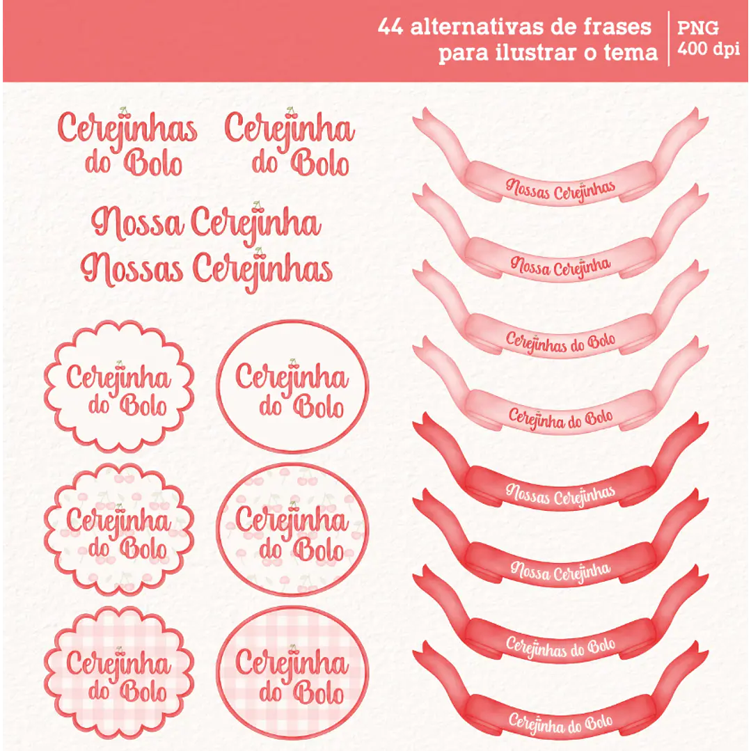 Kit Digital Cerejinhas Cereja em Aquarela Png 5