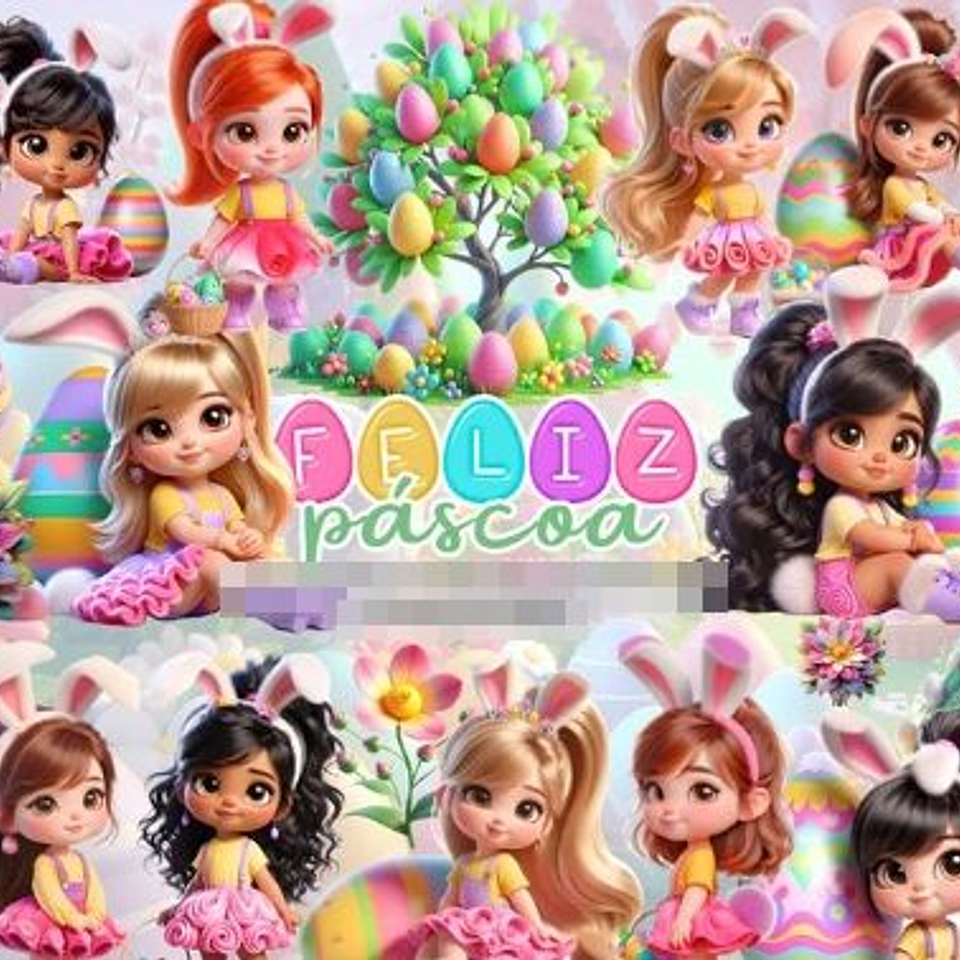 Kit Digital Mascotinhos Meninas Páscoa Png 1