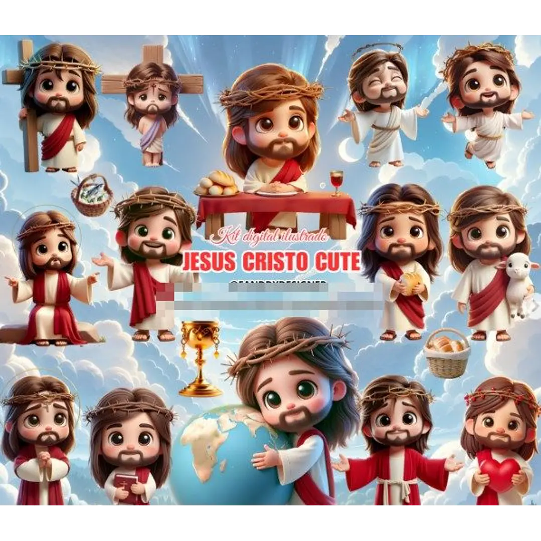 Kit Digital Jesus Cristo Cute 3d Png 1