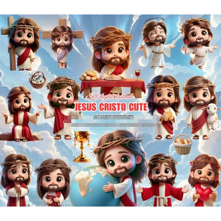 Kit Digital Jesus Cristo Cute 3d Png 1