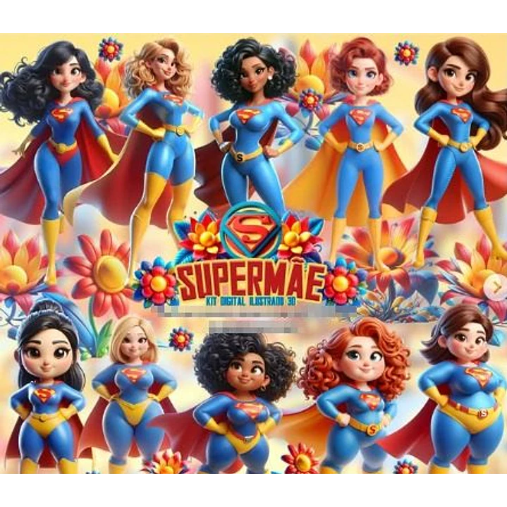 Kit Digital Dia das Mães Super Mãe Png  1