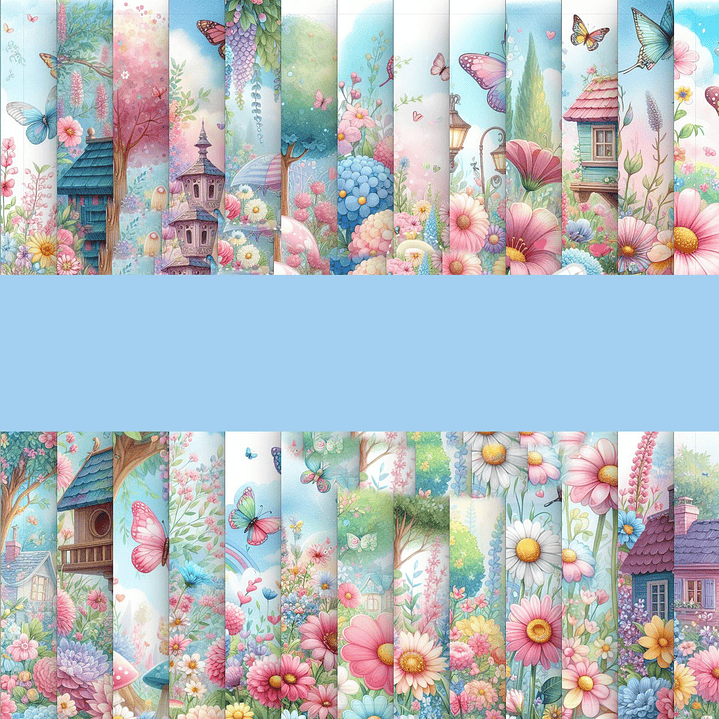 Kit Digital Papeis Digitais Fundos Borboletas Jardim Png 1