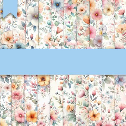 Kit Digital Papeis Digitais Fundos Floral Pastel Png 