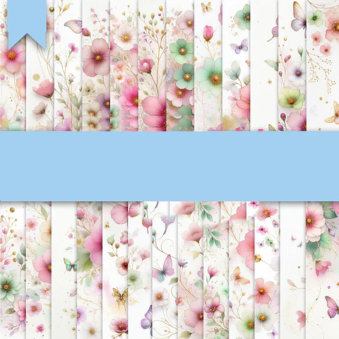 Kit Digital Papeis Digitais Fundos Floral Borboletas Png 