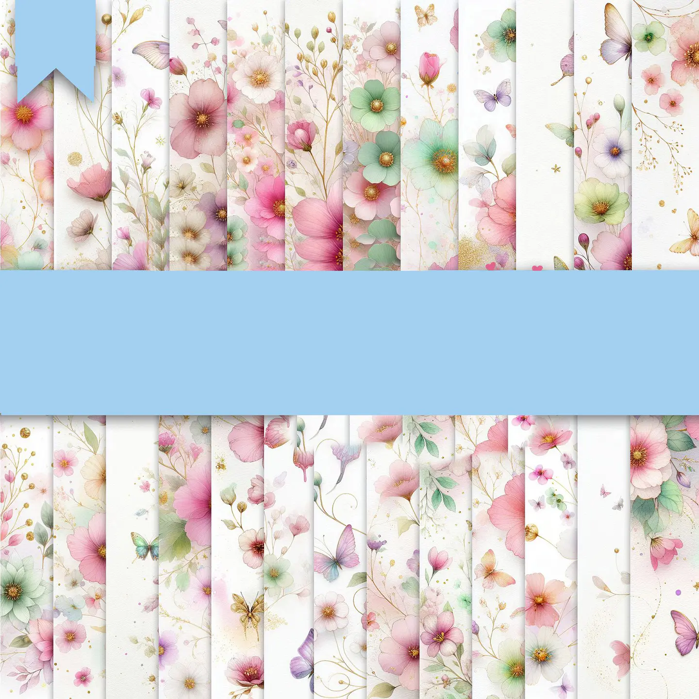 Kit Digital Papeis Digitais Fundos Floral Borboletas Png  1