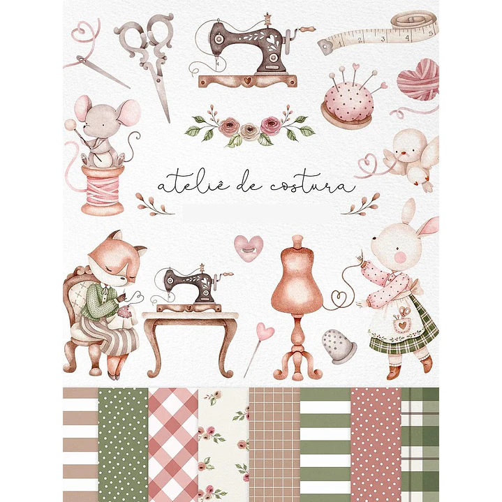 Kit Digital Ateliê de Costura em Png  1