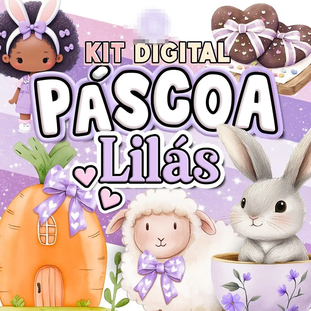 Kit Digital Páscoa Lilás em Png 1