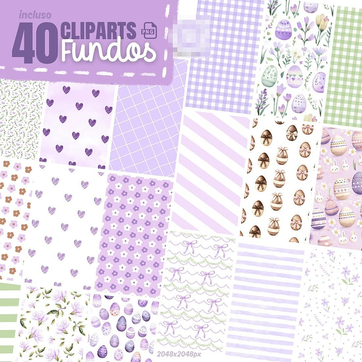 Kit Digital Páscoa Lilás em Png 3