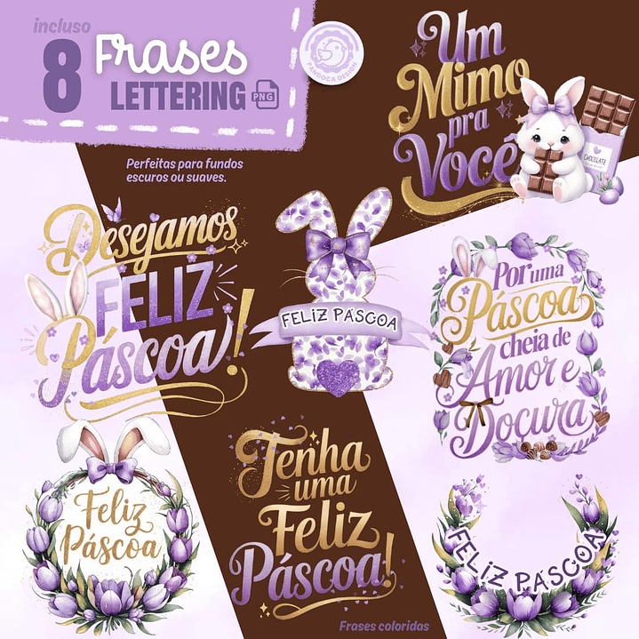 Kit Digital Páscoa Lilás em Png 4