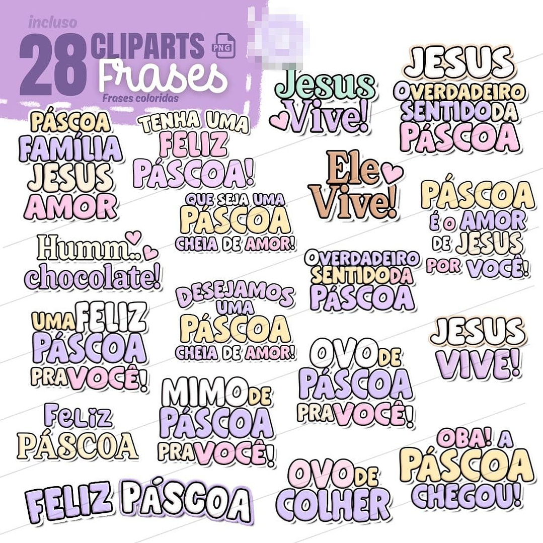 Kit Digital Páscoa Lilás em Png 5